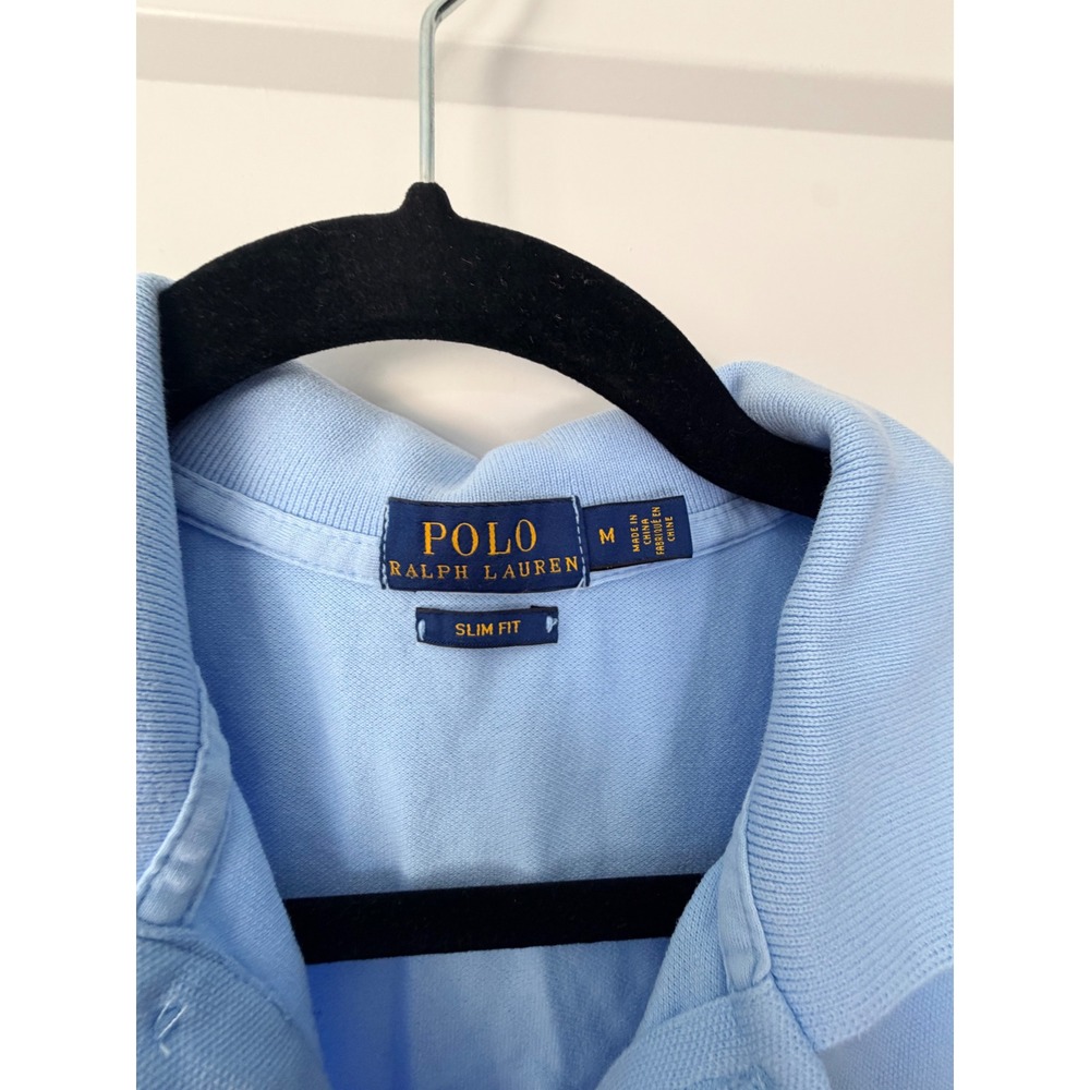Polo Ralph Lauren Womens Slim Fit Polo Shirt Light Blue Short Sleeve Size M_159 - Picture 4 of 8